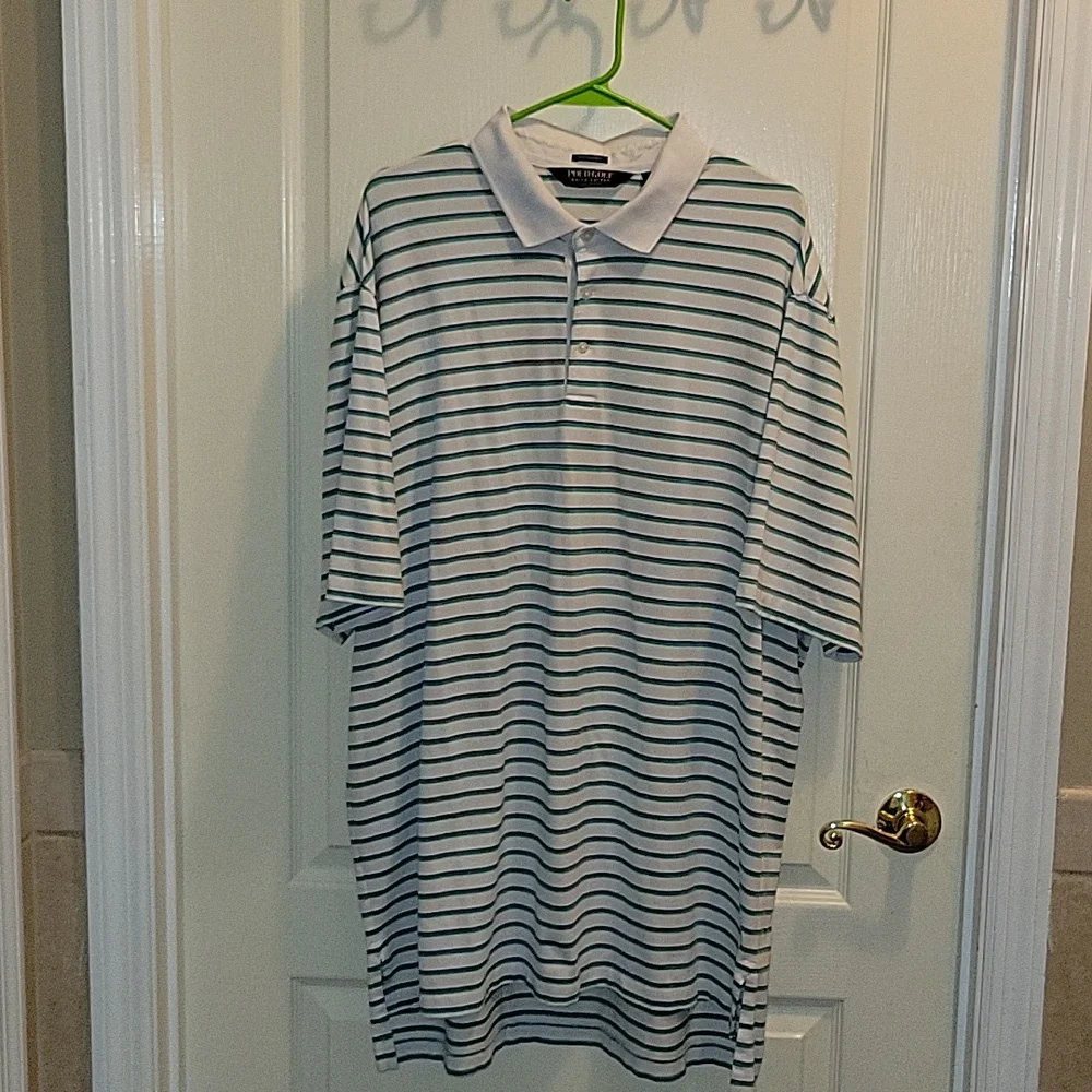 Ralph Lauren Polo Golf Performance short slv short blue green white stripe XXL